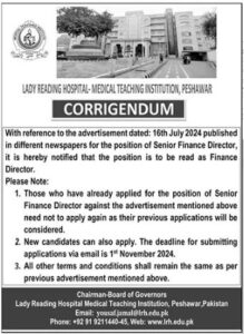 Latest Lady Reading Hospital Job Advertisement 2024