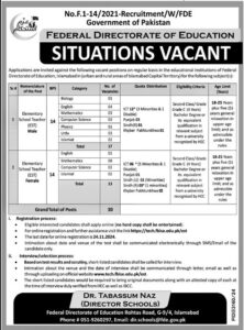 Latest Federal Directorate of Education Teaching Jobs 2024 Advertisement