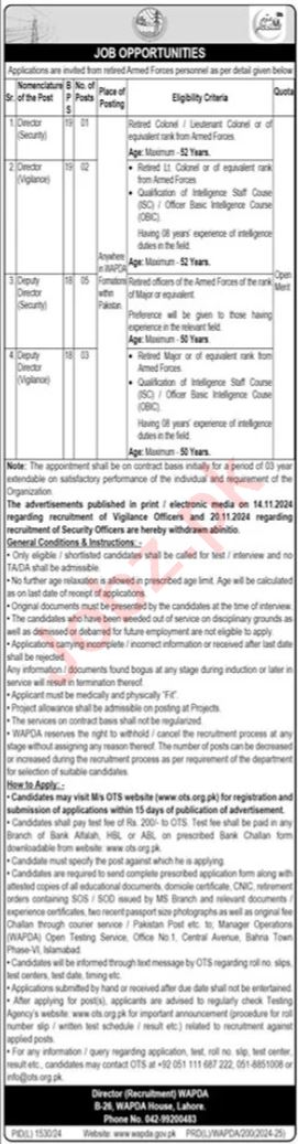 WAPDA Management Jobs 2024: Apply for Director and Deputy Director Advertisement