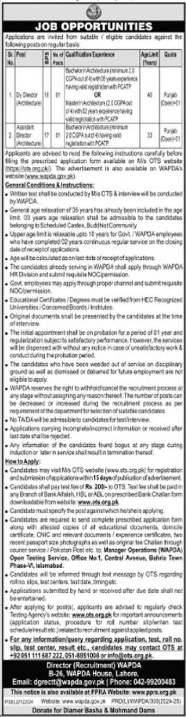 Government WAPDA Management Jobs 2025 Advertisement